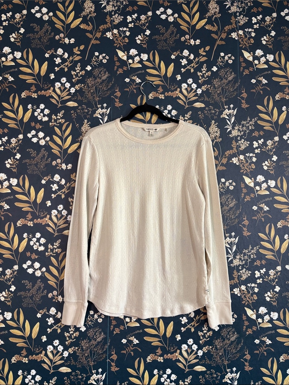 Toad&Co Foothill Pointette Crew Cream Knit Long Sleeve Top Size M
